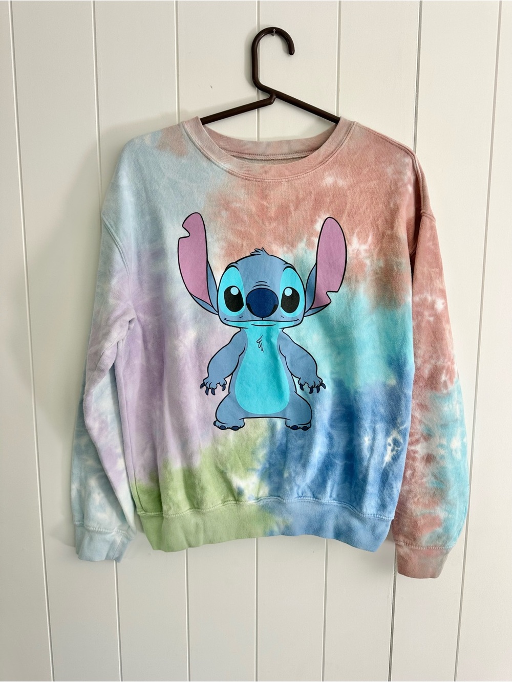 Disney Womens Lilo and Stitch Tie Dye Crewneck Sweatshirt Size Small
